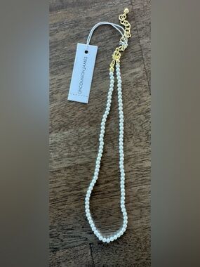 Uncommon James Pearl Strand Choker Necklace in White and Gold Accent